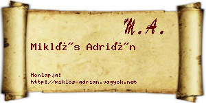 Miklós Adrián névjegykártya