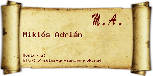 Miklós Adrián névjegykártya